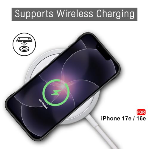 Image of TheGiftKart for iPhone 16e / iPhone 17e Case, Slim Hard Back Cover, Leather Texture Finish, Metal Camera Ring, Lightweight Profile, Hybrid Ultimate Slim Back Cover Case (PC & TPU, Black)