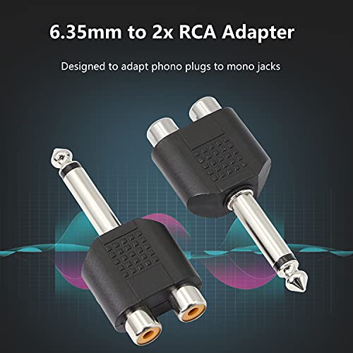 Adaptador 6.35 mm macho a RCA hembra 5 unidades miniatura 6