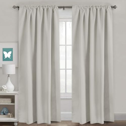 Image of H.VERSAILTEX Blackout Curtains Thermal Insulated Window Treatment Panels Room Darkening Blackout Drapes for Living Room Back Tab /Rod Pocket Bedroom Draperies, 52 x 84 Inch, Ivory /Cream, 2 Panels