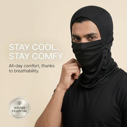 Image of UV-Protected Full Face Mask for Men and Women, Breathable Helmet Liner, Sweat Absorbing, Odour-Free, 4-Way Stretch, Sun & Dust Protection - Perfect for Bike Riding