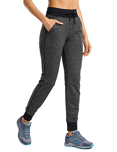 CRZ YOGA Femme Pantalon de Jogging avec Ceinture élastique Pantalon D'entraînement Pants avec Poches Gris chiné 44