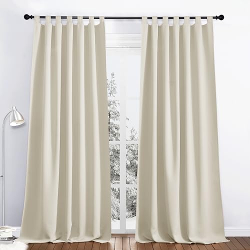 PONY DANCE Opaque Loop Curtains for the Living Room Opaque Blackout Curtains for the Children's Room, Set of 2