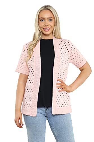 Loxdonz Women's Short Sleeve Knit Crochet Cardigan Sweaters Open Front Coat Summer Cardigan for Women2