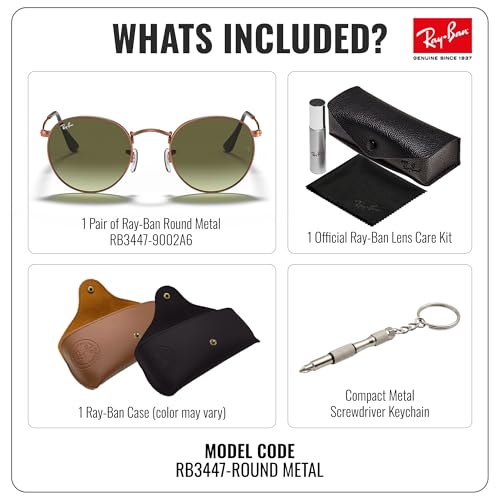 Image of Ray-Ban RB3447 ROUND METAL Round Shaped Sunglasses for Men with Official RAYBAN Eyewear Kit