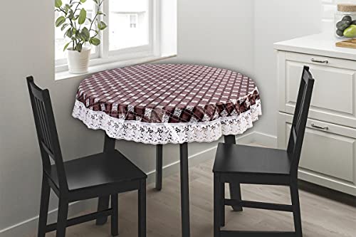 Image of The Furnishing Tree Round Shaped Center Table Cover WxL 48x48 inches with White Border lace