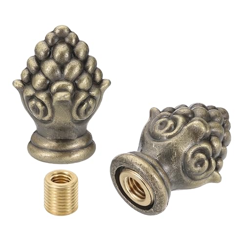 Image of PATIKIL 30 x 20mm Lamp Finials Caps Knob, 2 Set Solid Lamp Shade Top Decoration Screw Cap Nuts with Brass Reducing Adapter for Table Lamps Floor Lamps, Bronze