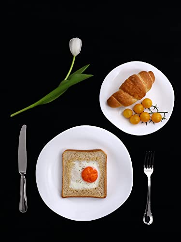 Ubenkaku White Dinner Plates 6 Pcs, Set Of 6, 8 Inches Serving Dishes Dinnerware Sets, Round Dessert Or Salad Plate Crystal Porcelain For Kitchen Wedding Party, Microwave & Dishwasher Safe #TOP5