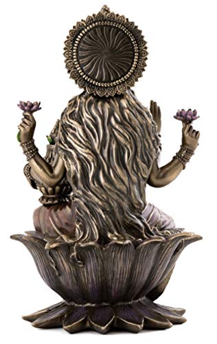 Estatua Hindu Lakshmi Sentada en Bronce 12.5 Pulgadas miniatura 3