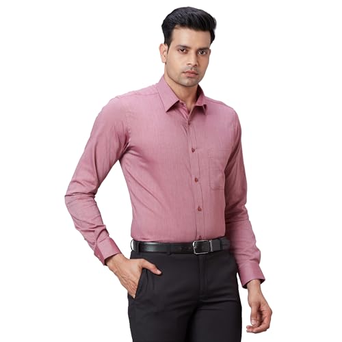 Image of Raymond Men's Pure Cotton Structure Pattern Slim Fit Semi Cutaway Collar Full Sleeve Formal Shirt