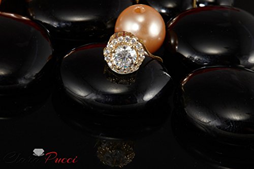 Clara Pucci 1.35 ct Brilliant Round Cut Pave Halo Stunning Genuine Moissanite Ideal VVS1 D Solitaire Pendant Necklace With 16" Gold Chain box Solid 14k Yellow Gold - Image 3