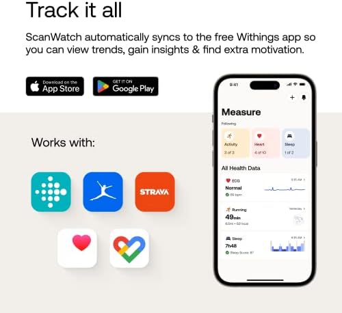 Withings ScanWatch Hybrid Smartwatch z EKG, czujnikiem tętna i oksymetrem