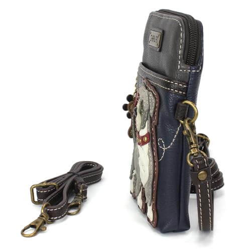 Image of CHALA Dog Collection Cell Phone Crossbody Purse-Women PU Leather /Canvas Multicolor Handbag with Adjustable Strap