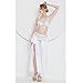 ONUYGCFH Sparkling Tribal Bellydance Outfit for Ladies Sequin Embellished Bra High Slit Skirt Halloween Oriental Dance Wear,White,M