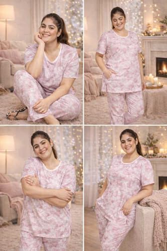 Image of RYSH Women's All-Over Printed Cotton Plus Size Longline T-Shirt with Pockets