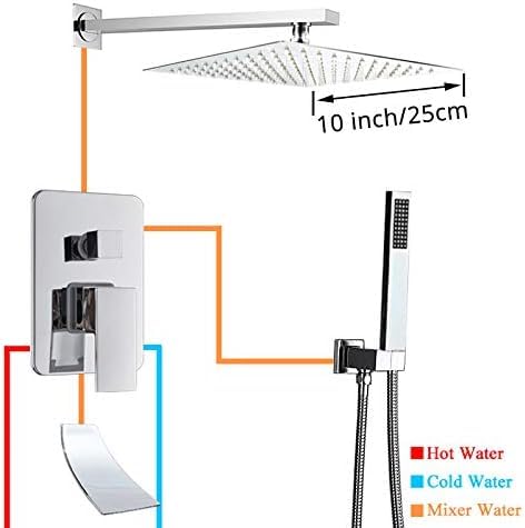 Bateria wannowo-natryskowa, deszczownica, chromowany system natryskowy, kran wannowy z mieszaczem natryskowym, montowany na ścianie, zestaw prysznicowy 10 cali, zestaw prysznicowy 10 cali
