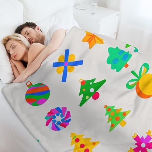 Couverture Noël flanelle douce : plaid léger imprimé lit et canapé