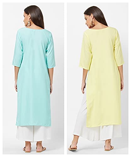 Image of LookMark Womens Printed Crepe A-Line Kurti (Pack of 2 Kurti)
