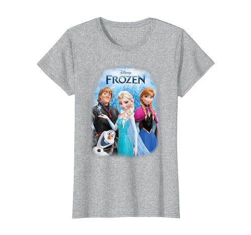 Frozen Poster With Elsa, Anna, Kristoff And Olaf T-Shirt, Women, Heather Grey, X-Large
