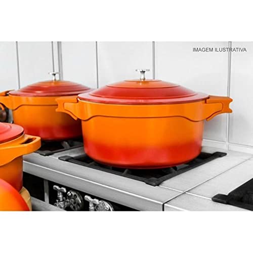 Panela Caçarola Revestimento Cerâmico 32 Cm Laranja Le Cook