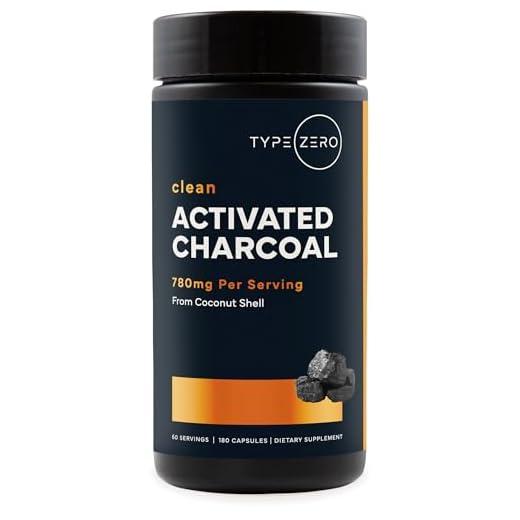 Type Zero Activated Charcoal (780mg) 180 Capsules, 60 Servings, Gluten-Free