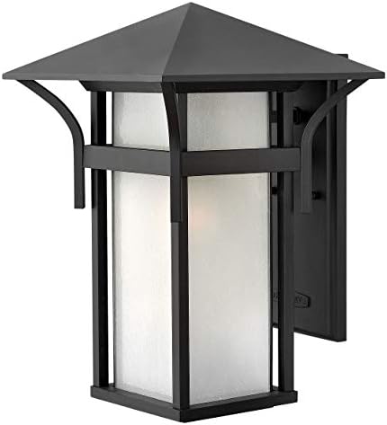 Hinkley Harbor Transitional One Light Large Outdoor Wall Mount, Satin Black
