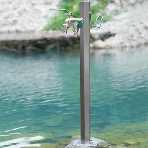 Fontaine à colonne d'eau de jardin autoportante avec robinet, support de tuyau décoratif extérieur pour une irrigation et un arrosage faciles