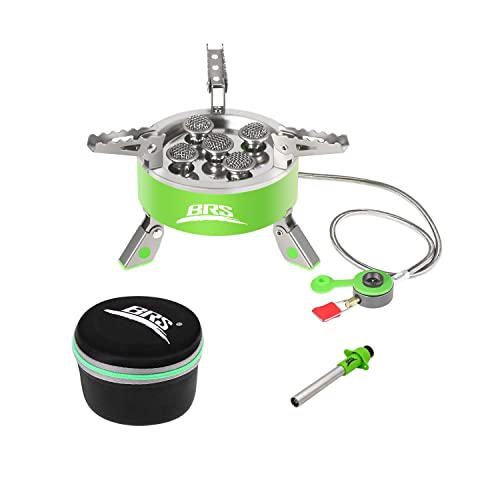 ONTOMYO Power Outdoor Portable Camping Stove Picnic Gas Stove Butane Gas Furnace Split Wilderness Self-driving Windproof Stove With a Storage Bag and Igniters(BRS-75)