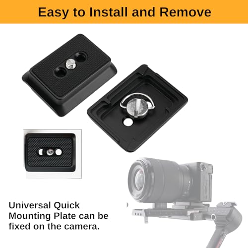 Image of Camera Quick Release Plate, Aluminum Alloy Quick Release Plate Tripod Ball Head Base Camera Stabilizer Accessories Replacement Fit Compatiable for DJI Ronin Rsc2 Rs2 Rs3 Stabilizer