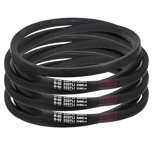 Image of uxcell 3 Pack B92 Classic Wrapped V-Belt, 95 inch Outside Circumference Wrapped Industrial Rubber V-Belt B Profile V-Belt for Industrial Machinery Equipment, Black