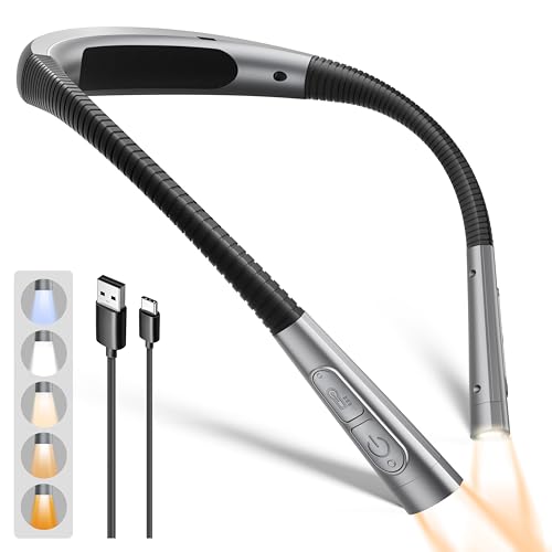 Glocusent Upgraded Neck Light,100Hrs Slimmer Reading Light for Books in Bed