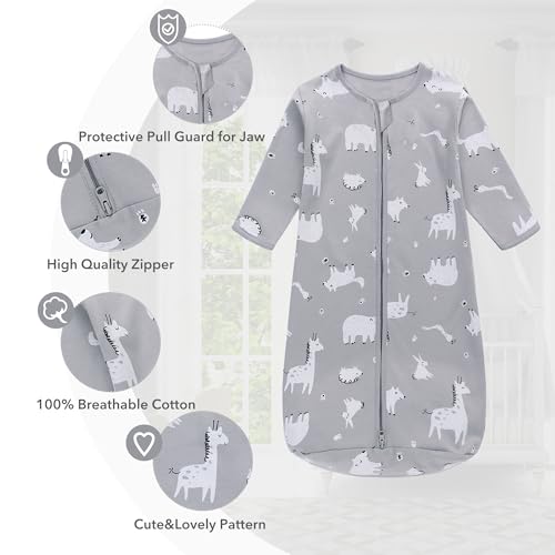 Image of Miracle Baby Long Sleeve Sleep Sack 2-Pack, 100% Cotton Wearable Blanket Baby Sleeping Bag for Newborn Infant Toddler