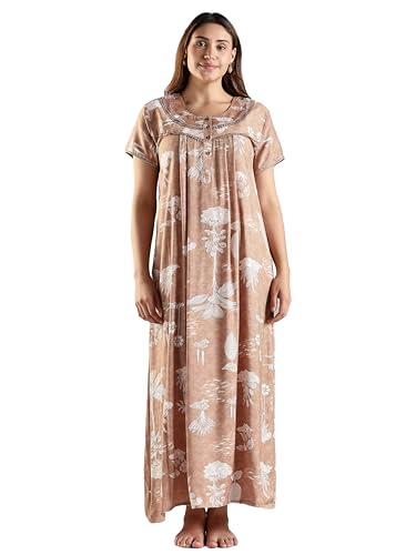 Image of 9shines Label Premium Alpine Maxi Designer Nighty | Floral Print Maxi for Women | Night wear for Women | | Full Length Night Gown for Women | Night Dress for Women Stylish (2467)