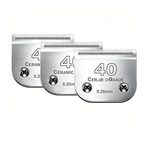 3PCS 40 Blades Dog Grooming Replacement Blades Compatible with Andis Dog Clipper Ceramic Blade & Stainless Steel Blade