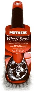 Mothers Car Wash Brush, Wheel and Fender Brush, Short Handle Tire Cleaner for Car Detailing, 12 Inch, Red/Black