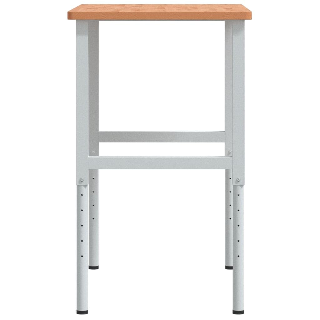 Banco de trabajo de madera de haya maciza, rectangular, 100 x 60 x 71 cm, con estructura de metal con recubrimiento en polvo, estable y duradero, versátil como mesa de trabajo, sin perforaciones