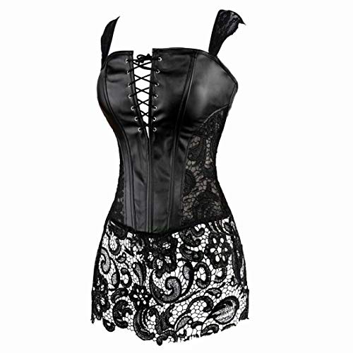 Josamogre Korsett Kleid Leder Corsage Korsagenkleid Spitze Corset Größe Größen Reißverschluss Burlesque sexy – Bild 3