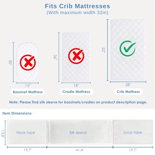 Image of PROMEED 100% Mulberry Silk Crib Sleeve for Baby Hair Loss Prevention, Premium 23 Momme Natural Silk Bassinet Sheet for Bassinets /Cradles /Cots /Cribs (White)