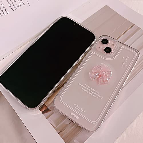 Ownest Compatible for iPhone 15 Pro Max Cute 3D Pink Bowknot Slim Clear Aesthetic Design Women Teen Girls Camera Lens Protection Phone Cases Cover+Glitter Bow Crystal Sparkle Sparkly Chain by Ownest - Image 5