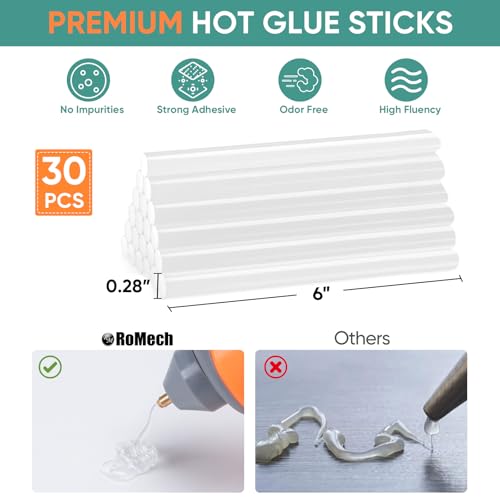 Image of ROMECH Cordless Hot Glue Gun, Auto Dispensing Craft Glue Gun with 30 Pcs Glue Sticks, 3Ah Type-C Rechargeable Glue Gun Kit with Storage Case (Orange)