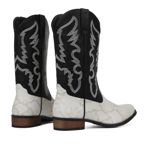 Lyrisiphy Cowboy Boots for Men Square Toe Embroideried Western Boots Traditional Country Boots Durable Work Boots3