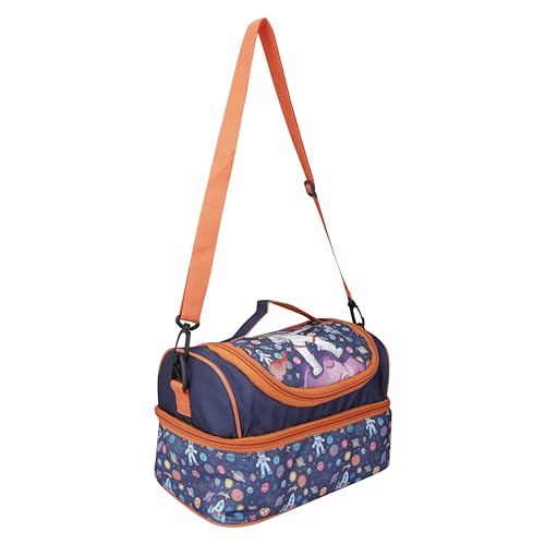 Image of Ji and Ja Multi Compartment Dual Slot Lunch Bag Double Insulated Tiffin Lunch Bag with Multi Zipper Pockets for School (Space Blue)