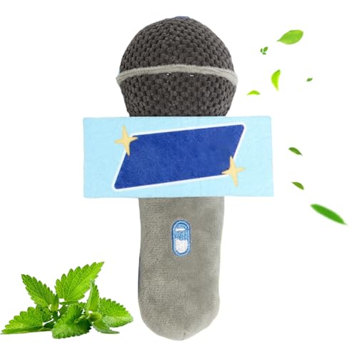 Juguetes para la dentición de los cachorros | Juguete de peluche para gatos con forma de micrófono con campana,juegos para mascotas de viaje para ejercicio entrenamiento estimulación mental