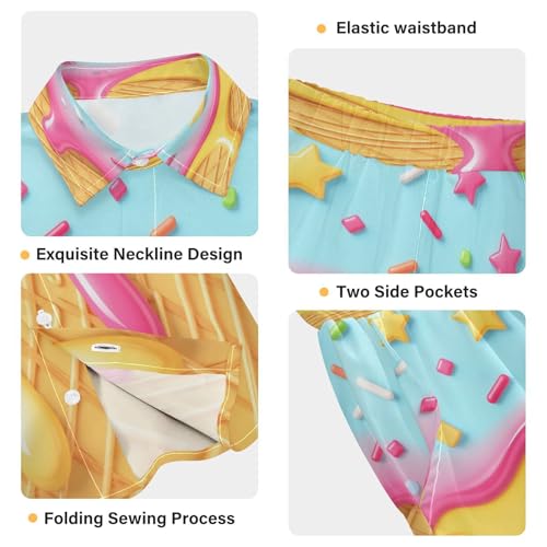 Image of Boccsty Ice Cream Drip Boy Summer Shorts Sets Hawaiian Toddler Boys T-Shirt & Pants 2 Pcs 3T-10T