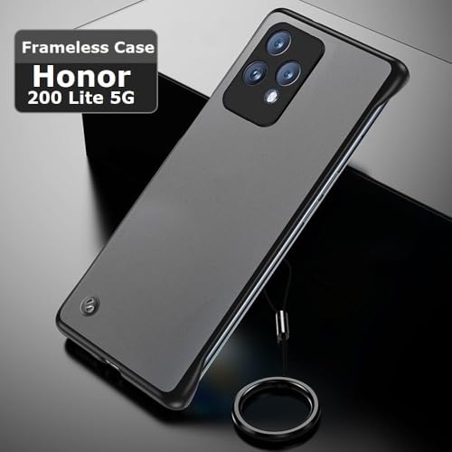 Image of REALCASE Honor 200 Lite 5G Back Cover Case | Stylish Frameless Matte Hard Back Skin | Soft TPU Shock Proof Bumper Back Cover Case for Honor 200 Lite 5G (Black)