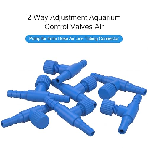 Image of Honoson 30 Pieces Aquarium Air Control Valve T Shaped Air Pump Control Valves Single Way Plastic Flow Regulator for 4 mm Hose Line Tubing Connector(Blue)