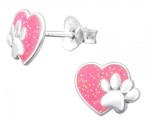 Paw Print 925 Sterling Silver Stud Earrings, Dainty Piercing Jewelry