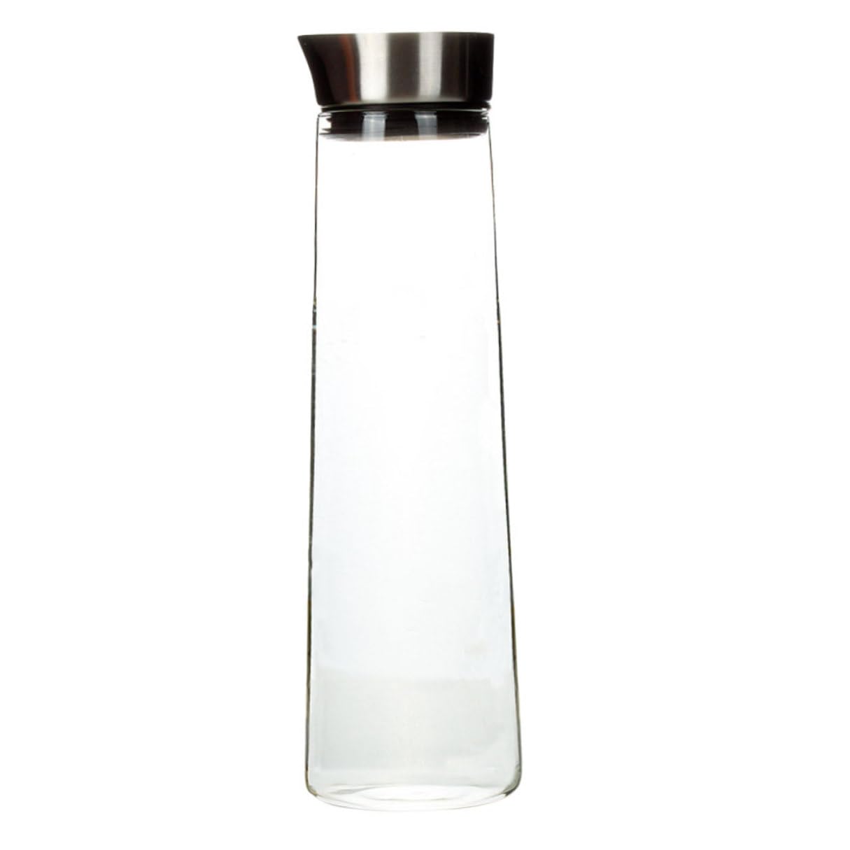 DOITOOL Jarra de Agua Fría de Vidrio de Borosilicato 1L Tapa de Acero Inoxidable Diseño Recto Antidesbordamiento Recipiente Transparente para Jugo Adecuado para Uso Doméstico y Oficina