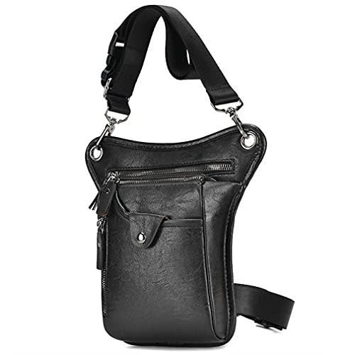 Sacoche De Jambe Moto Vintage Cuir Taille Sac à jambe de goutte for hommes Femmes Ceinture BUM BUM sac polyvalent moto vélo de randonnée en plein air camping (Color : Black) Cover