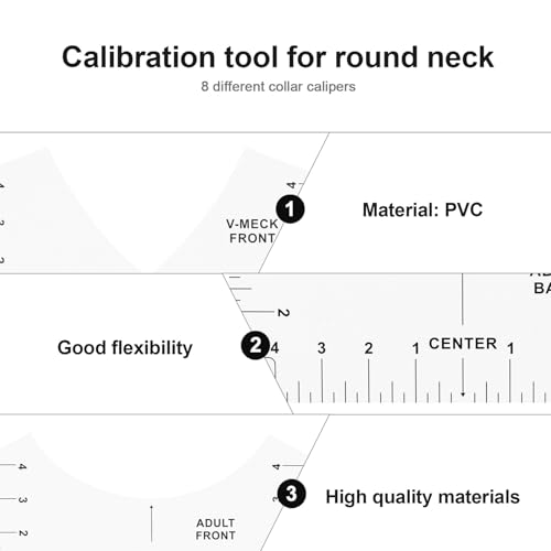 Alipis Regla para Centrar Camisetas 8 Piezas Herramienta de Alineación de Cuello Redondo Blanca Plantilla para Camisetas Portátil y Flexible para Medición Precisa Costura