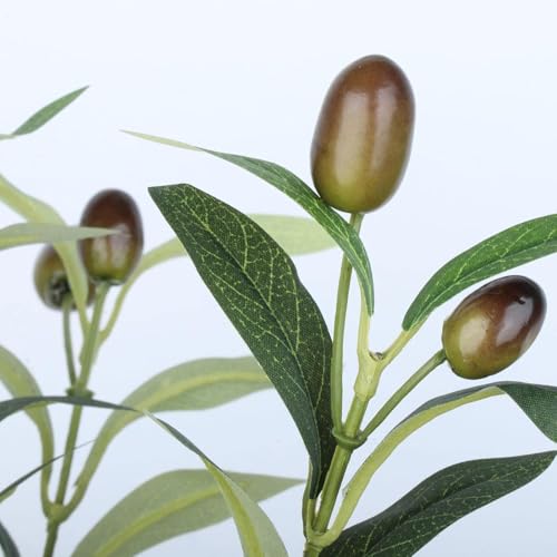 Image of Faux Olive Small Branches - Artificial Olive Branches with Fruits and Leaves | Decorative Fake Branches for Vases | Vase Not Included, 70+ Leaves & 6+ Fruits | Pack of 3 Sticks